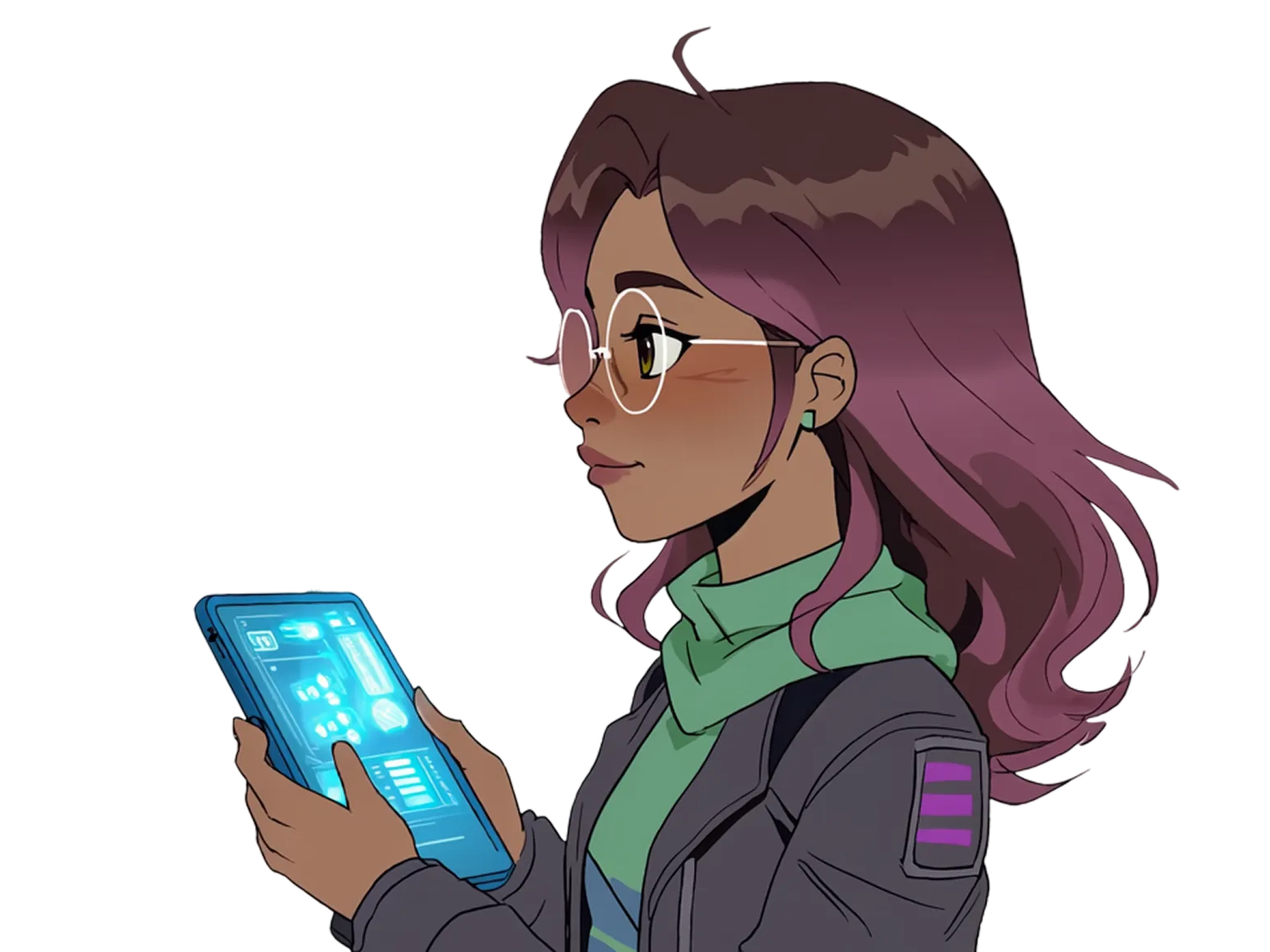 Amira holding a tablet, from the original Science of Reading page